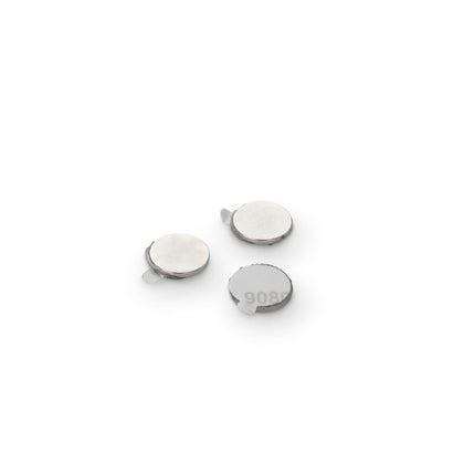 Neodymium Disc Magnet with 3M 9080 Adhesive, 9.5mm Diameter x 1.5mm N35 Nickel Plated (A)