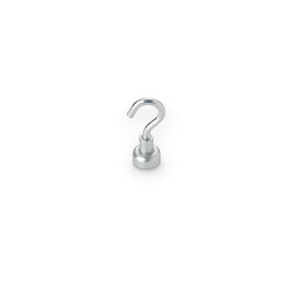 Neodymium Pot Magnet with Hook, 10mm Diameter x 25mm