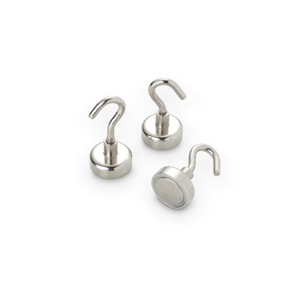 Neodymium Pot Magnet with Hook, 20mm Diameter x 7.2mm, O/H 37.8mm Nickel Plated