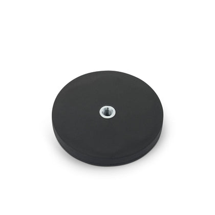 Rubber-Coated Magnet Black, 66mm O/D x 8.1mm with Open Ended M6 Bush, Flush