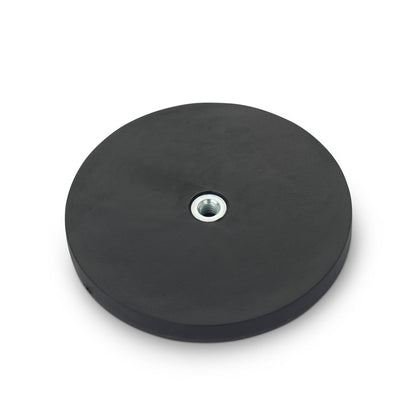 Rubber-Coated Magnet Black, 88mm O/D x 8.5mm with Open Ended M6 Bush, Flush