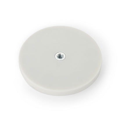 Rubber-Coated Magnet White, 88mm O/D x 8.5mm with Closed End M6 Bush, Flush