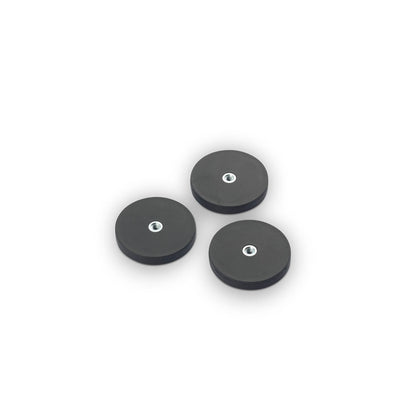 Rubber-Coated Magnet Black, 43mm O/D x 6.2mm with M4 Bush, Open Ended Flush