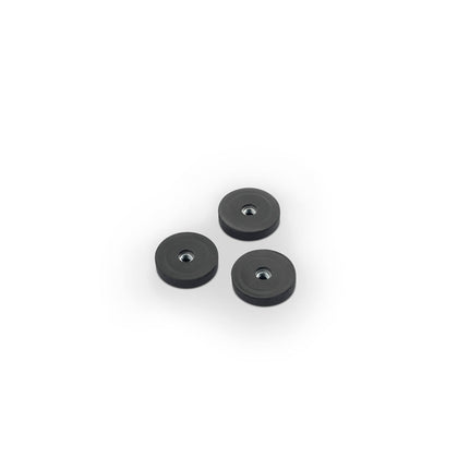 Rubber-Coated Magnet Black, 31mm O/D x 6mm with Open Ended M5 Bush, Flush