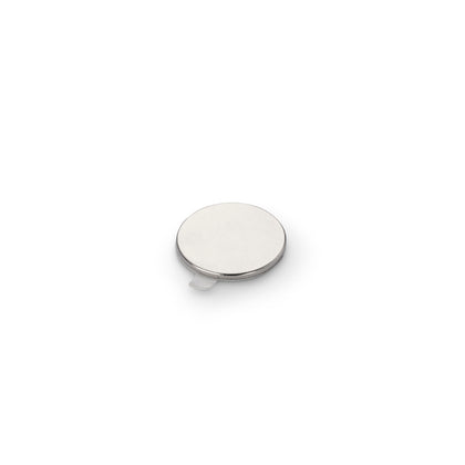 Neodymium Disc Magnet with 3M 9080 Adhesive, 15mm Diameter x 1mm N35 Nickel Plated (A)