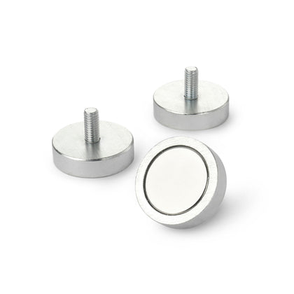 Neodymium Pot Magnet, Shallow 32mm Diameter x 8mm with 13mm M6 Stud