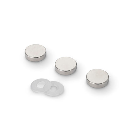 Neodymium Disc Magnet with Plastic Spacers, 12mm Diameter x 3mm N35 Nickel Plated (A)