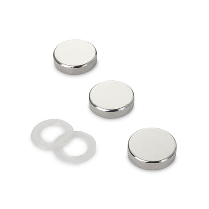 Neodymium Disc Magnet with Plastic Spacers, 20mm Diameter x 5mm N35 Nickel Plated (A)