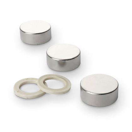 Neodymium Disc Magnet with Plastic Spacers, 25mm Diameter x 10mm N35 Nickel Plated (A)