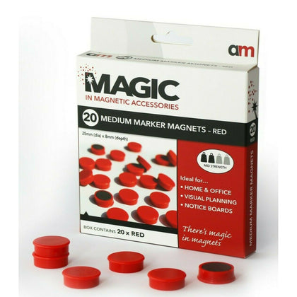 Medium Marker Magnets Red 25mm x 8mm Pack of 20